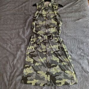 Michael Kors Green Camouflage Midi Dress